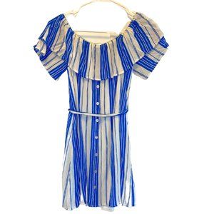 Off the Shoulder Blue & White Stripe Dress (S)